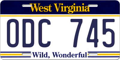 WV license plate ODC745