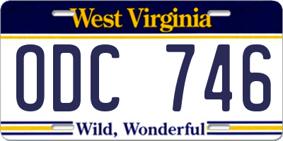 WV license plate ODC746