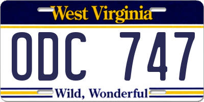 WV license plate ODC747