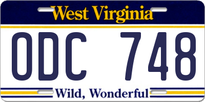 WV license plate ODC748