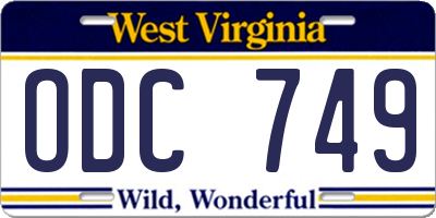 WV license plate ODC749