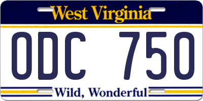 WV license plate ODC750