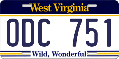WV license plate ODC751