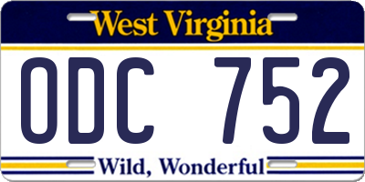 WV license plate ODC752