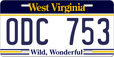 WV license plate ODC753