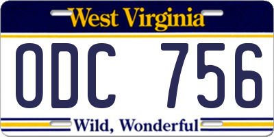 WV license plate ODC756