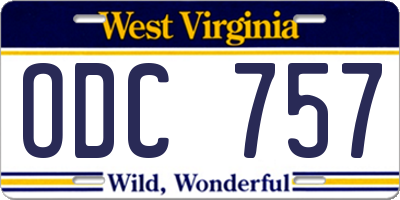 WV license plate ODC757