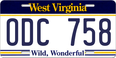 WV license plate ODC758