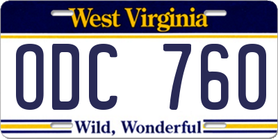 WV license plate ODC760