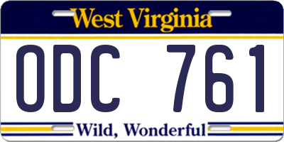 WV license plate ODC761