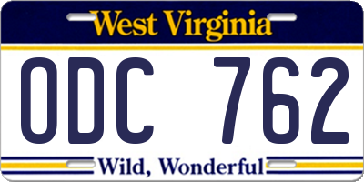 WV license plate ODC762
