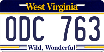 WV license plate ODC763