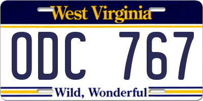 WV license plate ODC767