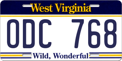 WV license plate ODC768