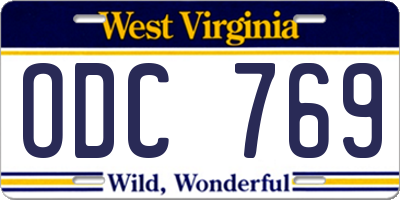 WV license plate ODC769
