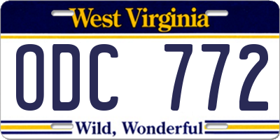 WV license plate ODC772