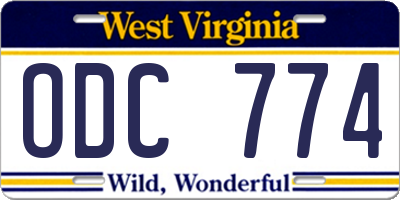 WV license plate ODC774