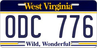 WV license plate ODC776