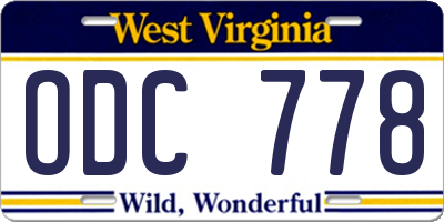 WV license plate ODC778