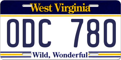 WV license plate ODC780