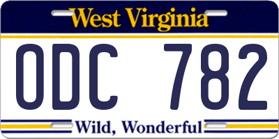 WV license plate ODC782
