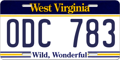 WV license plate ODC783
