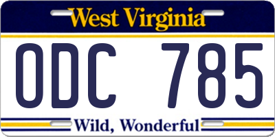 WV license plate ODC785