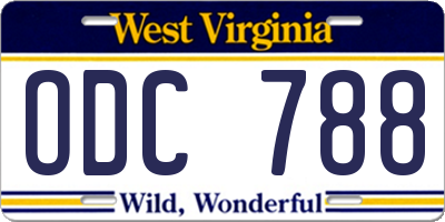 WV license plate ODC788