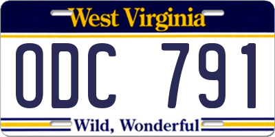 WV license plate ODC791