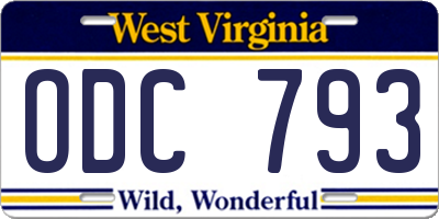 WV license plate ODC793