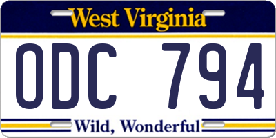 WV license plate ODC794