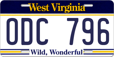 WV license plate ODC796