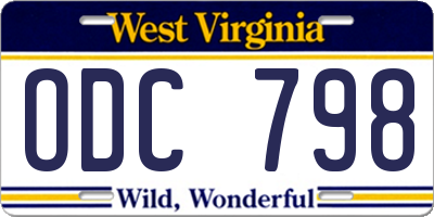 WV license plate ODC798