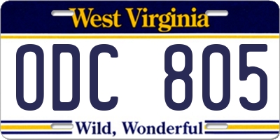 WV license plate ODC805