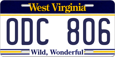 WV license plate ODC806