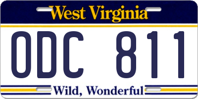 WV license plate ODC811