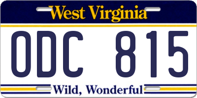 WV license plate ODC815