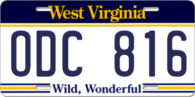 WV license plate ODC816