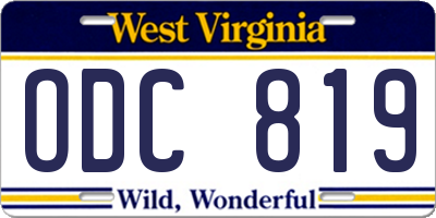 WV license plate ODC819