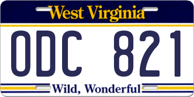 WV license plate ODC821
