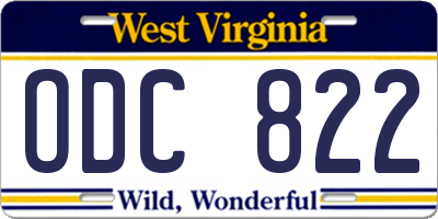 WV license plate ODC822