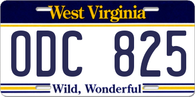 WV license plate ODC825