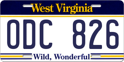 WV license plate ODC826