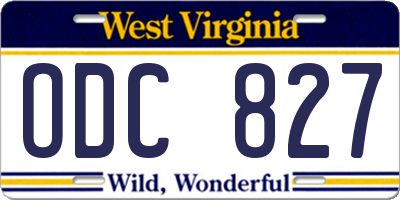 WV license plate ODC827