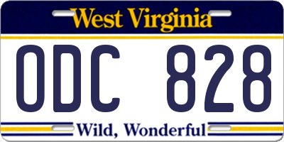 WV license plate ODC828