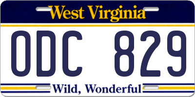 WV license plate ODC829