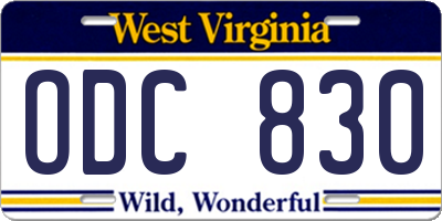 WV license plate ODC830