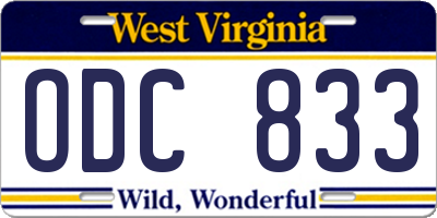 WV license plate ODC833