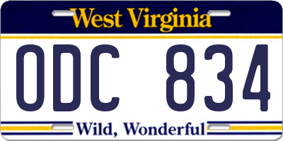 WV license plate ODC834