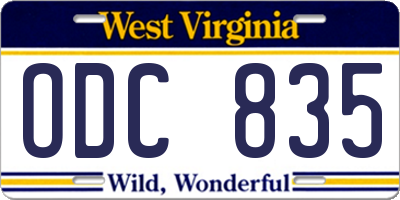 WV license plate ODC835